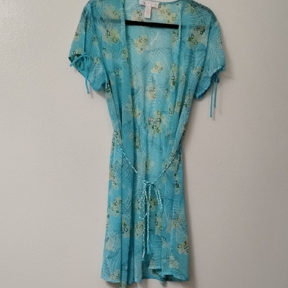 Oscar de la Renta Pink Label Aqua Floral Dress - Picture 2 of 9